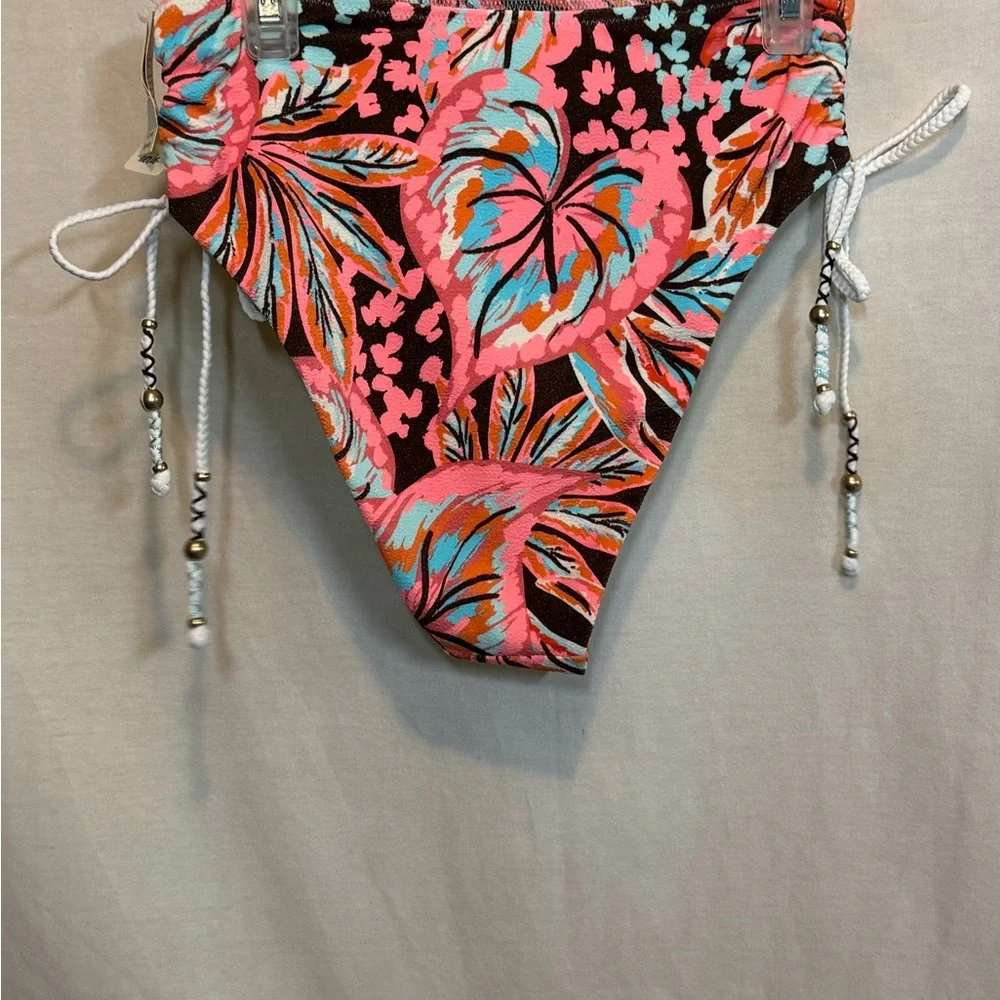 AA-518 Aerie NWT High Cut Cheeky Floral Summer‎ Swim Bikini Bottoms Size S
